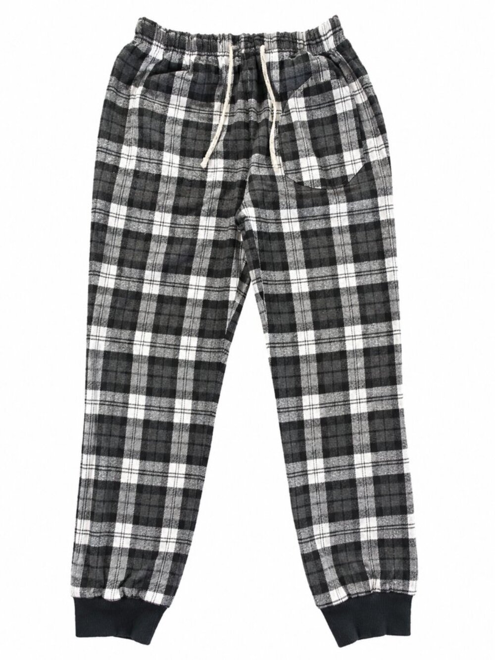 Bottoms Out Plaid Flannel Lounge Jogger Pajama Pants Gray Black White Size S